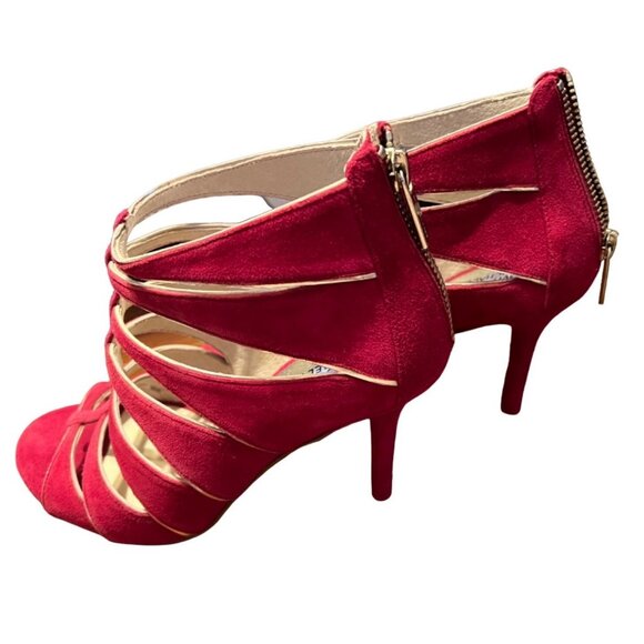 Michael Kors women's sz 6 fuschia high heel, open toe, bootie shoes, cutouts - Picture 5 of 12